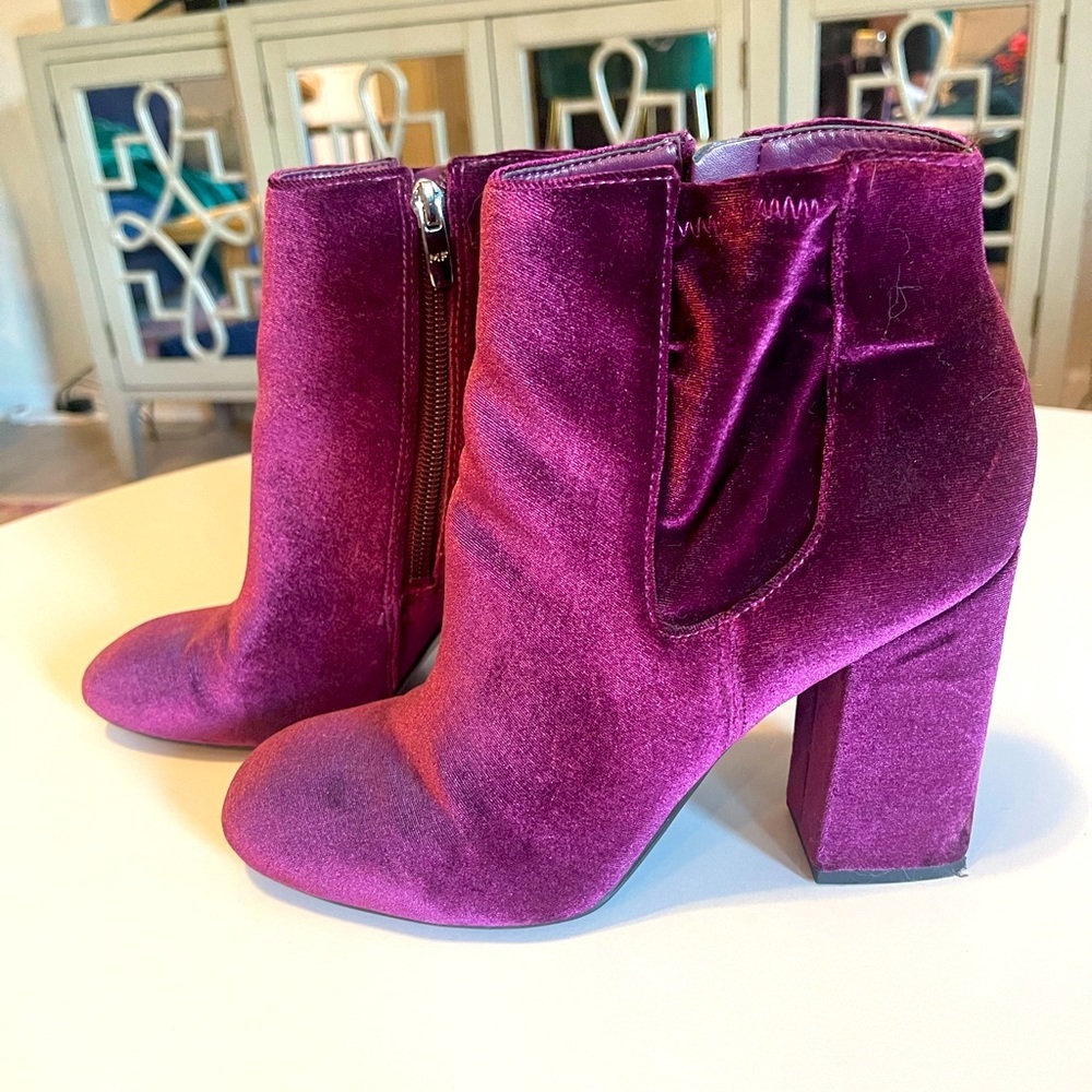 Marc Fisher Gemi Purple Velvet Heeled Booties